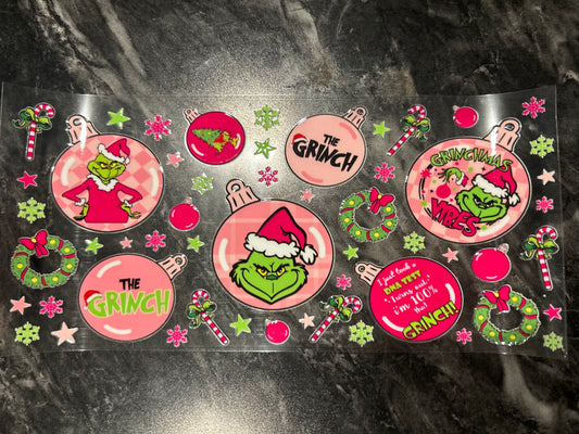 Pink Grinch Ornaments Wrap